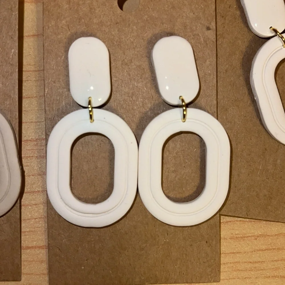 Neutral clay earrings